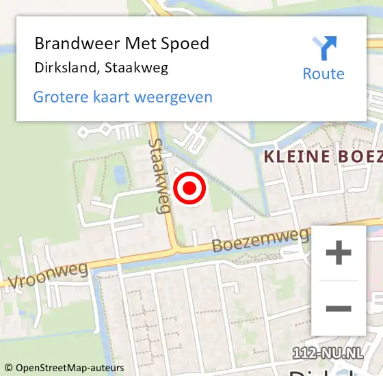 Locatie op kaart van de 112 melding: Brandweer Met Spoed Naar Dirksland, Staakweg op 12 januari 2019 03:44