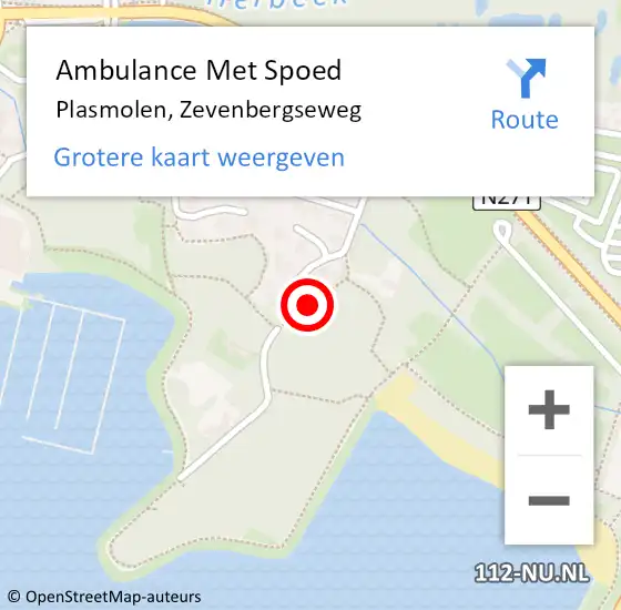 Locatie op kaart van de 112 melding: Ambulance Met Spoed Naar Plasmolen, Zevenbergseweg op 12 januari 2019 07:25