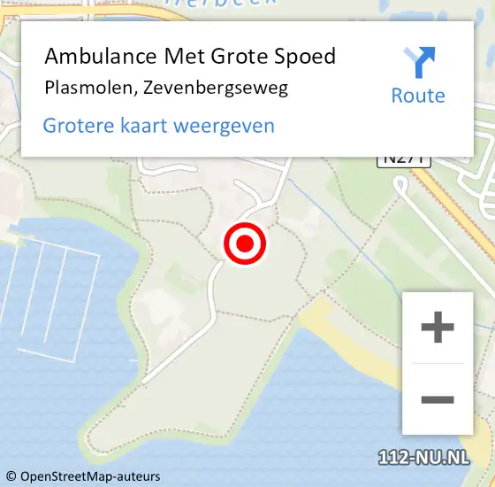 Locatie op kaart van de 112 melding: Ambulance Met Grote Spoed Naar Plasmolen, Zevenbergseweg op 12 januari 2019 07:29