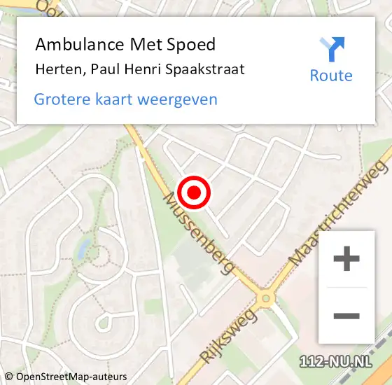 Locatie op kaart van de 112 melding: Ambulance Met Spoed Naar Herten, Paul Henri Spaakstraat op 12 januari 2019 08:48