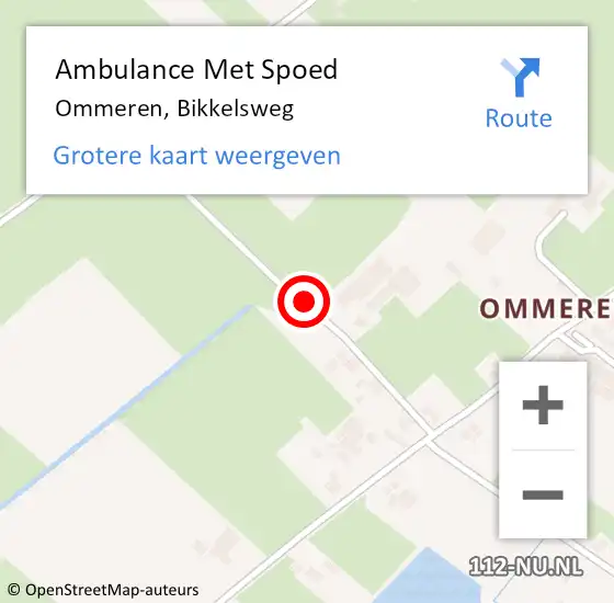 Locatie op kaart van de 112 melding: Ambulance Met Spoed Naar Ommeren, Bikkelsweg op 12 januari 2019 09:26