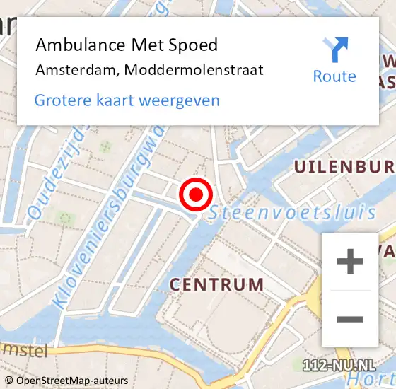 Locatie op kaart van de 112 melding: Ambulance Met Spoed Naar Amsterdam, Moddermolenstraat op 12 januari 2019 09:57