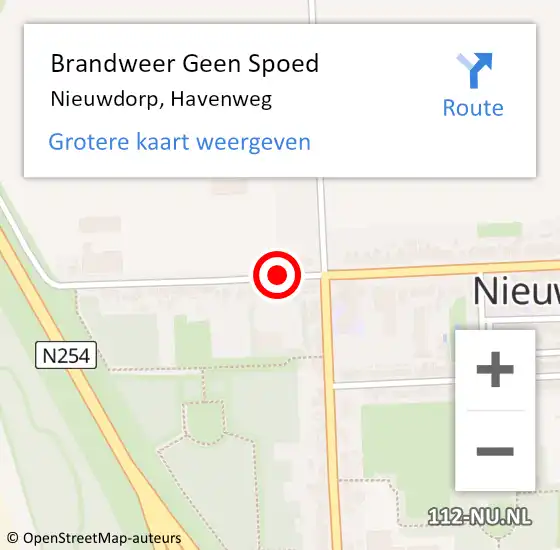 Locatie op kaart van de 112 melding: Brandweer Geen Spoed Naar Nieuwdorp, Havenweg op 12 januari 2019 10:22