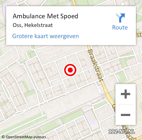 Locatie op kaart van de 112 melding: Ambulance Met Spoed Naar Oss, Hekelstraat op 12 januari 2019 12:05