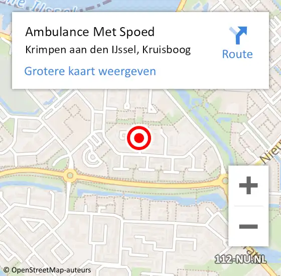 Locatie op kaart van de 112 melding: Ambulance Met Spoed Naar Krimpen aan den IJssel, Kruisboog op 12 januari 2019 12:42