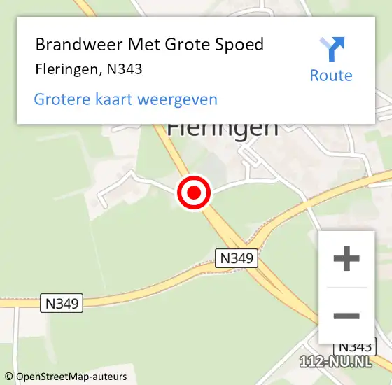 Locatie op kaart van de 112 melding: Brandweer Met Grote Spoed Naar Fleringen, N343 op 12 januari 2019 14:22