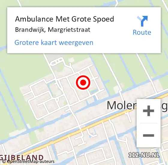 Locatie op kaart van de 112 melding: Ambulance Met Grote Spoed Naar Brandwijk, Margrietstraat op 12 januari 2019 14:37