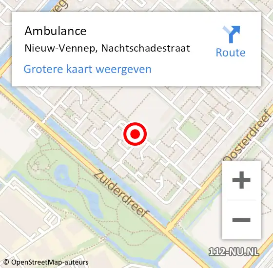 Locatie op kaart van de 112 melding: Ambulance Nieuw-Vennep, Nachtschadestraat op 12 januari 2019 14:53