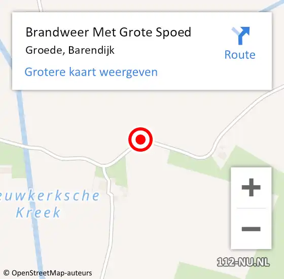 Locatie op kaart van de 112 melding: Brandweer Met Grote Spoed Naar Groede, Barendijk op 12 januari 2019 15:03