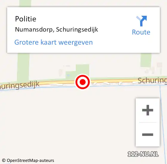 Locatie op kaart van de 112 melding: Politie Numansdorp, Schuringsedijk op 12 januari 2019 15:27