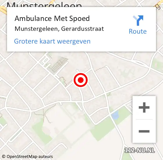 Locatie op kaart van de 112 melding: Ambulance Met Spoed Naar Munstergeleen, Gerardusstraat op 20 maart 2014 12:27