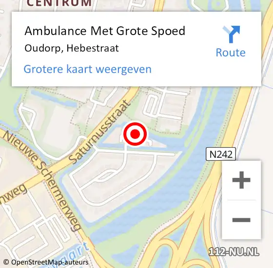 Locatie op kaart van de 112 melding: Ambulance Met Grote Spoed Naar Oudorp, Hebestraat op 12 januari 2019 16:14