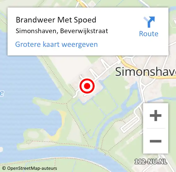 Locatie op kaart van de 112 melding: Brandweer Met Spoed Naar Simonshaven, Beverwijkstraat op 12 januari 2019 18:15