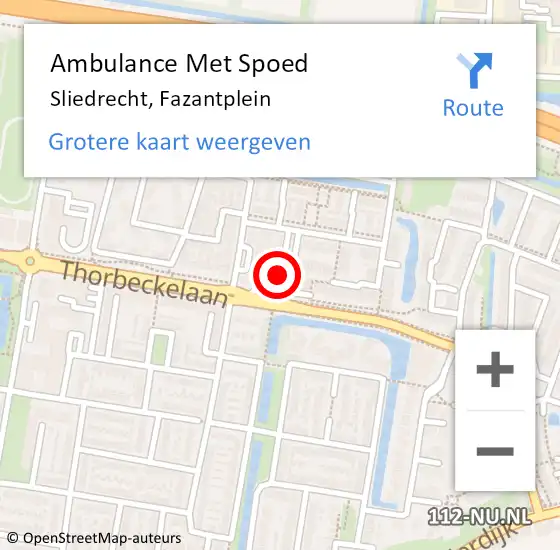 Locatie op kaart van de 112 melding: Ambulance Met Spoed Naar Sliedrecht, Fazantplein op 12 januari 2019 18:31