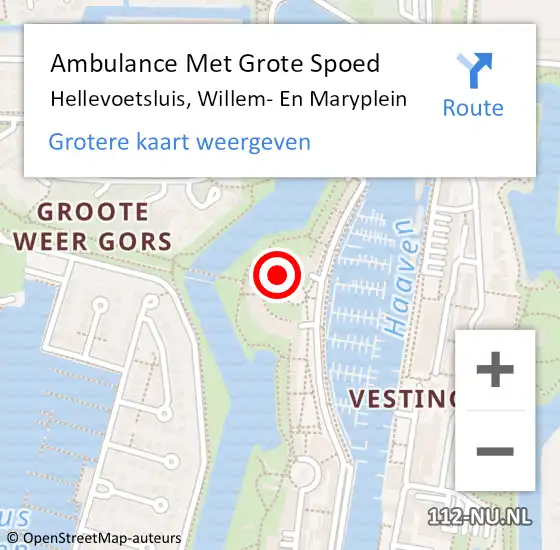Locatie op kaart van de 112 melding: Ambulance Met Grote Spoed Naar Hellevoetsluis, Willem- En Maryplein op 12 januari 2019 18:36