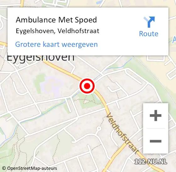 Locatie op kaart van de 112 melding: Ambulance Met Spoed Naar Eygelshoven, Veldhofstraat op 12 januari 2019 18:50