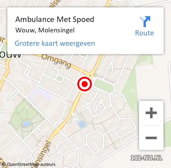 Locatie op kaart van de 112 melding: Ambulance Met Spoed Naar Wouw, Molensingel op 12 januari 2019 19:15