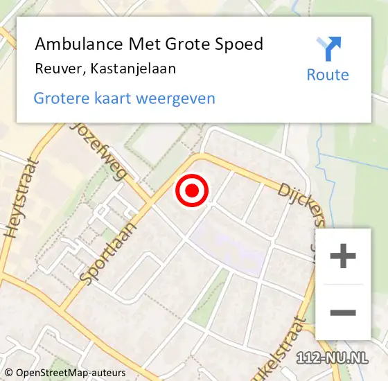 Locatie op kaart van de 112 melding: Ambulance Met Grote Spoed Naar Reuver, Kastanjelaan op 12 januari 2019 19:38