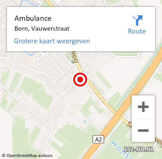 Locatie op kaart van de 112 melding: Ambulance Born, Vauwerstraat op 20 maart 2014 12:45