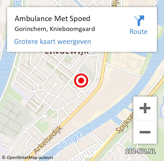 Locatie op kaart van de 112 melding: Ambulance Met Spoed Naar Gorinchem, Knieboomgaard op 12 januari 2019 22:29