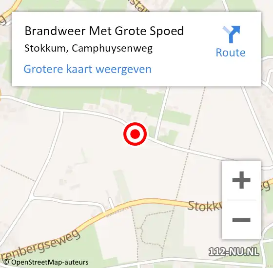 Locatie op kaart van de 112 melding: Brandweer Met Grote Spoed Naar Stokkum, Camphuysenweg op 12 januari 2019 22:36