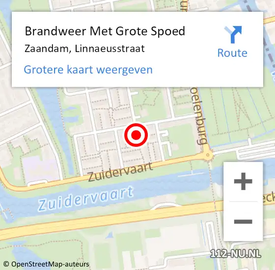 Locatie op kaart van de 112 melding: Brandweer Met Grote Spoed Naar Zaandam, Linnaeusstraat op 12 januari 2019 22:57