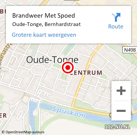 Locatie op kaart van de 112 melding: Brandweer Met Spoed Naar Oude-Tonge, Bernhardstraat op 12 januari 2019 22:59