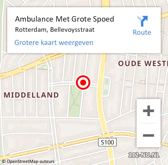 Locatie op kaart van de 112 melding: Ambulance Met Grote Spoed Naar Rotterdam, Bellevoysstraat op 12 januari 2019 23:38
