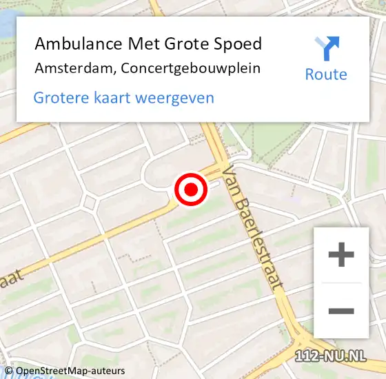 Locatie op kaart van de 112 melding: Ambulance Met Grote Spoed Naar Amsterdam, Concertgebouwplein op 12 januari 2019 23:58