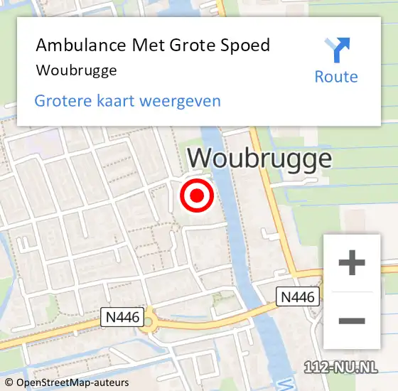 Locatie op kaart van de 112 melding: Ambulance Met Grote Spoed Naar Woubrugge op 13 januari 2019 00:11