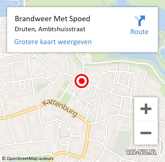 Locatie op kaart van de 112 melding: Brandweer Met Spoed Naar Druten, Ambtshuisstraat op 13 januari 2019 02:43