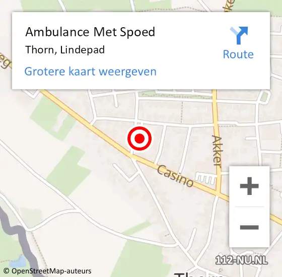 Locatie op kaart van de 112 melding: Ambulance Met Spoed Naar Thorn, Lindepad op 20 maart 2014 13:02