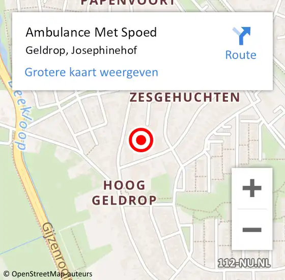 Locatie op kaart van de 112 melding: Ambulance Met Spoed Naar Geldrop, Josephinehof op 13 januari 2019 03:53