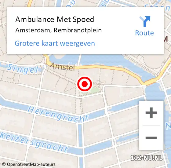 Locatie op kaart van de 112 melding: Ambulance Met Spoed Naar Amsterdam, Rembrandtplein op 13 januari 2019 06:57