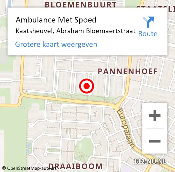 Locatie op kaart van de 112 melding: Ambulance Met Spoed Naar Kaatsheuvel, Abraham Bloemaertstraat op 13 januari 2019 07:10