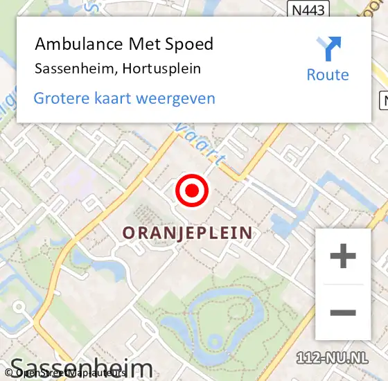 Locatie op kaart van de 112 melding: Ambulance Met Spoed Naar Sassenheim, Hortusplein op 20 maart 2014 13:10
