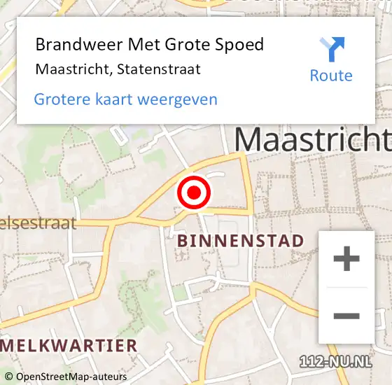 Locatie op kaart van de 112 melding: Brandweer Met Grote Spoed Naar Maastricht, Statenstraat op 13 januari 2019 09:35