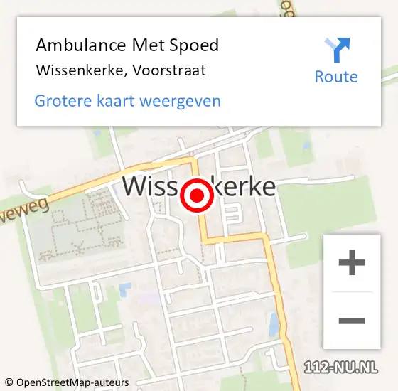 Locatie op kaart van de 112 melding: Ambulance Met Spoed Naar Wissenkerke, Voorstraat op 13 januari 2019 10:23