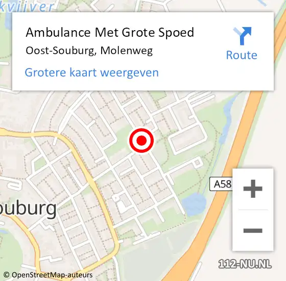 Locatie op kaart van de 112 melding: Ambulance Met Grote Spoed Naar Oost-Souburg, Molenweg op 13 januari 2019 11:02