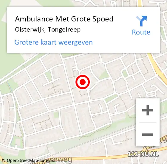 Locatie op kaart van de 112 melding: Ambulance Met Grote Spoed Naar Oisterwijk, Tongelreep op 13 januari 2019 13:28