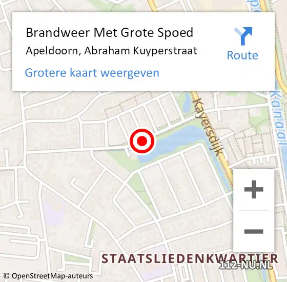 Locatie op kaart van de 112 melding: Brandweer Met Grote Spoed Naar Apeldoorn, Abraham Kuyperstraat op 13 januari 2019 13:42