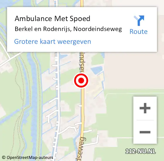 Locatie op kaart van de 112 melding: Ambulance Met Spoed Naar Berkel en Rodenrijs, Noordeindseweg op 13 januari 2019 14:06