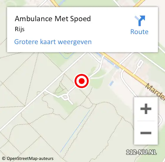Locatie op kaart van de 112 melding: Ambulance Met Spoed Naar Rijs op 20 maart 2014 13:40