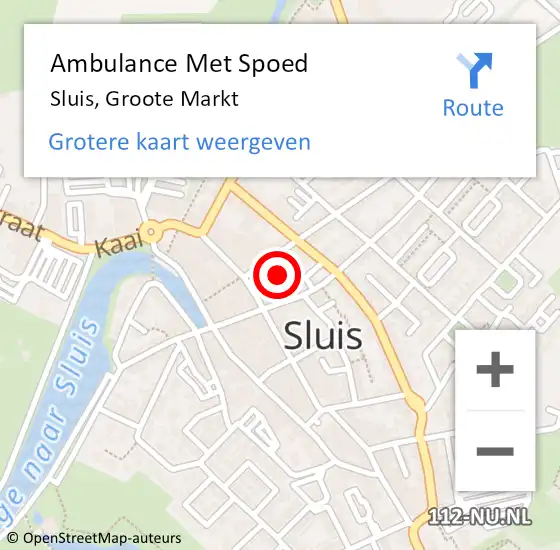 Locatie op kaart van de 112 melding: Ambulance Met Spoed Naar Sluis, Groote Markt op 13 januari 2019 14:54