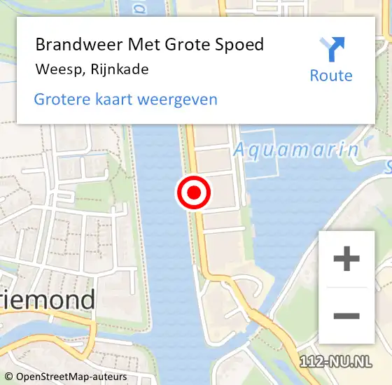 Locatie op kaart van de 112 melding: Brandweer Met Grote Spoed Naar Weesp, Rijnkade op 13 januari 2019 15:15