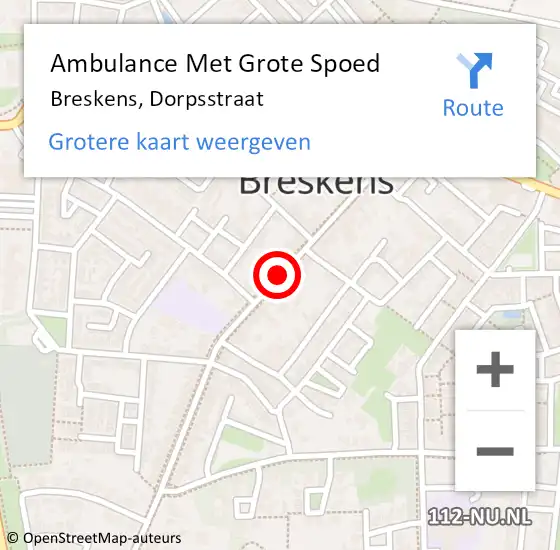 Locatie op kaart van de 112 melding: Ambulance Met Grote Spoed Naar Breskens, Dorpsstraat op 13 januari 2019 16:02