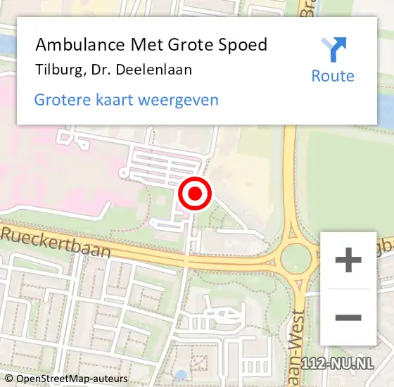 Locatie op kaart van de 112 melding: Ambulance Met Grote Spoed Naar Tilburg, Dr. Deelenlaan op 13 januari 2019 16:55