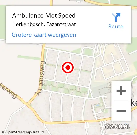 Locatie op kaart van de 112 melding: Ambulance Met Spoed Naar Herkenbosch, Fazantstraat op 13 januari 2019 17:29