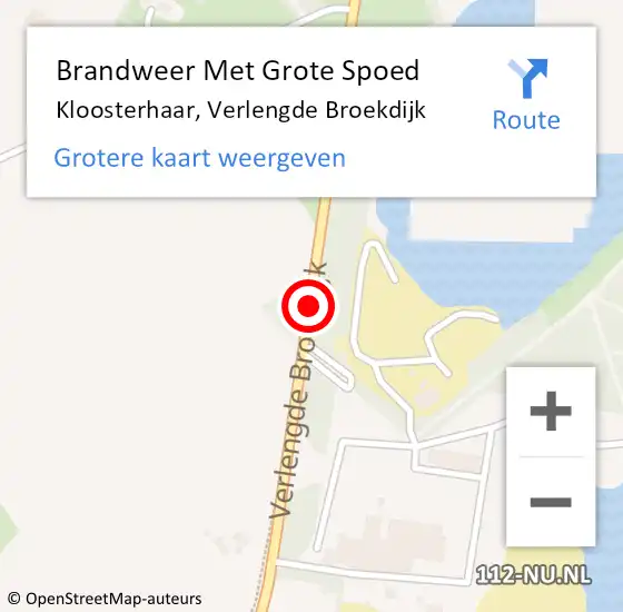 Locatie op kaart van de 112 melding: Brandweer Met Grote Spoed Naar Kloosterhaar, Verlengde Broekdijk op 13 januari 2019 18:02