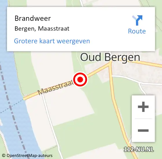 Locatie op kaart van de 112 melding: Brandweer Bergen, Maasstraat op 13 januari 2019 19:49